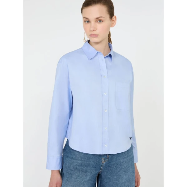 Max Mara Nuoro Cotton Oxford Shirt in Light Blue | Shirts | Luxury Shoes 