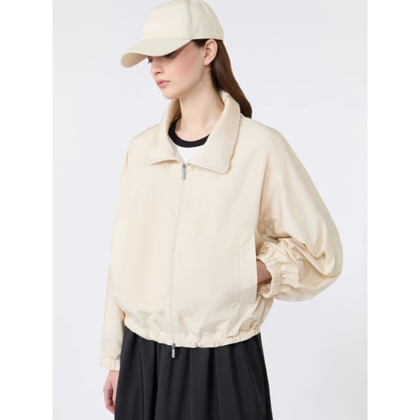 Max Mara Nuraghe Water-Repellent Canvas Windbreaker in Ivory | Coats | Luxury Shoes 