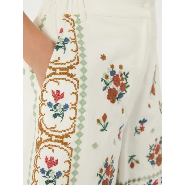 Max Mara Obice Embroidered Cotton Bermuda Shorts in White | Shorts | Luxury Shoes 