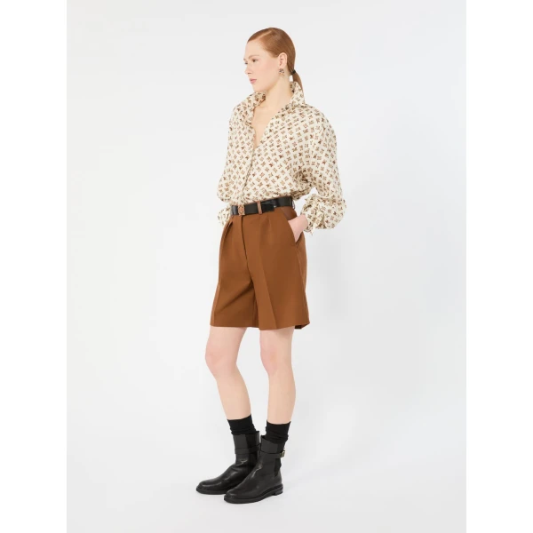 Max Mara Obice Oversized Printed Silk Shirt in White | Shirts | Luxury Shoes 