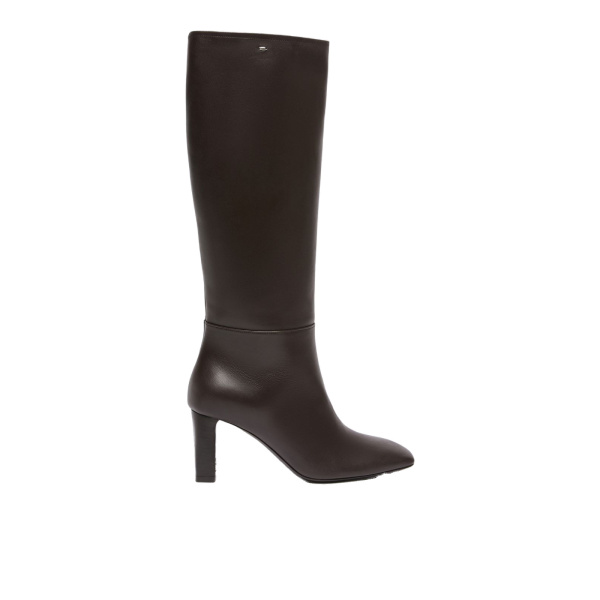 Max Mara Obice Smooth Leather Knee Boots in Dark Brown | Women | Luxury Shoes 