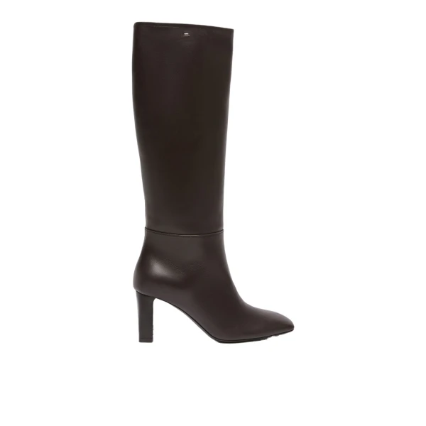 Obice Smooth Leather Knee Boots in Dark Brown