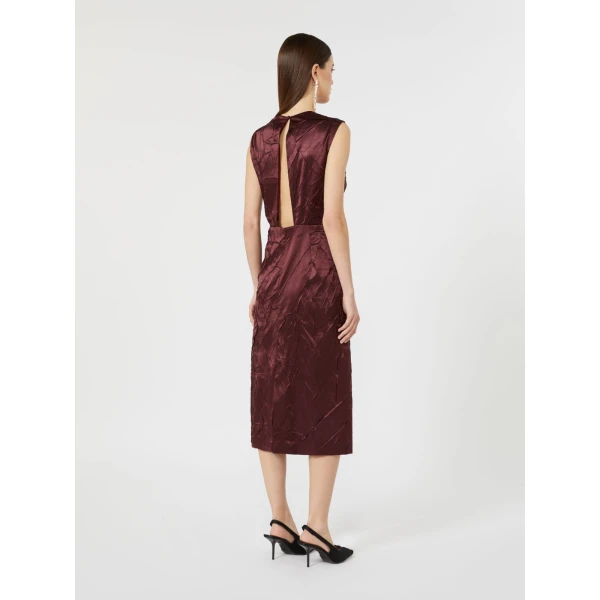 Max Mara Obliqua Satin Princess-Line Dress in Bordeaux | Midi Dresses | Luxury Shoes 