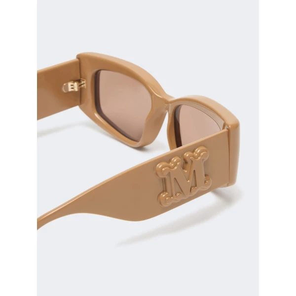 Max Mara Oboli Rectangular Sunglasses in Camel | Sunglasses | Luxury Shoes 