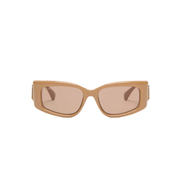 Max Mara Oboli Rectangular Sunglasses in Camel | Sunglasses | Luxury Shoes 