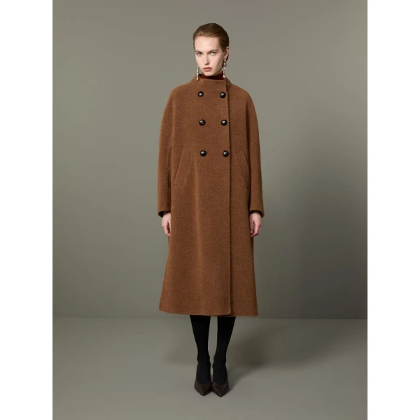 Max Mara Oca Baby Llama Cocoon Coat in Dark Brown | Coats | Luxury Shoes 
