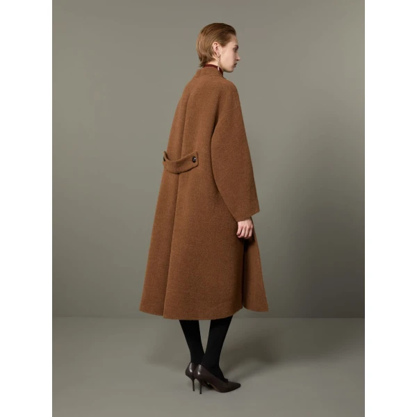 Max Mara Oca Baby Llama Cocoon Coat in Dark Brown | Coats | Luxury Shoes 