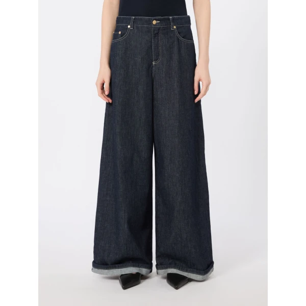 Max Mara Occhio Cotton Denim Wide-Leg Jeans in Ultramarine | Denim | Luxury Shoes 