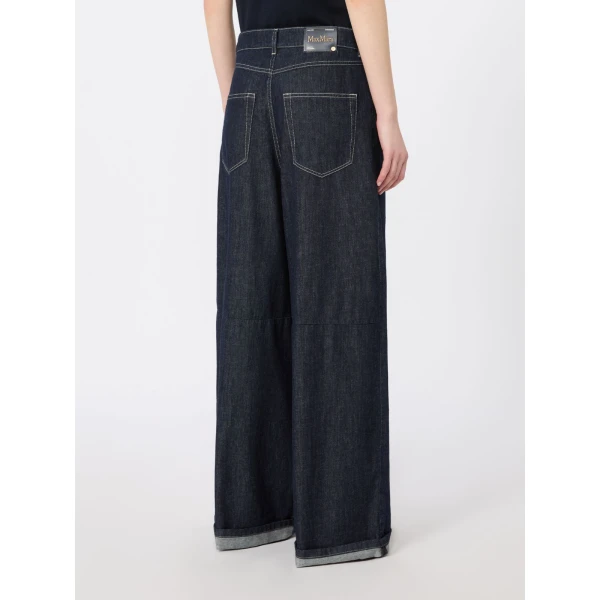 Max Mara Occhio Cotton Denim Wide-Leg Jeans in Ultramarine | Denim | Luxury Shoes 