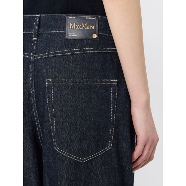 Max Mara Occhio Cotton Denim Wide-Leg Jeans in Ultramarine | Denim | Luxury Shoes 