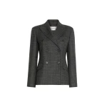 Max Mara Occhio Prince of Wales Check Wool Blazer in Dark Grey | Blazers | Luxury Shoes 