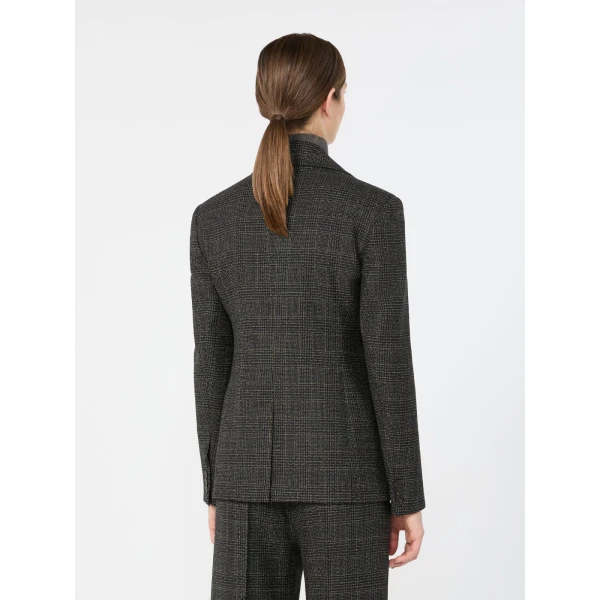 Max Mara Occhio Prince of Wales Check Wool Blazer in Dark Grey | Blazers | Luxury Shoes 