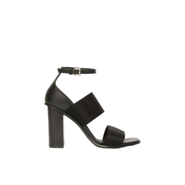 Ode Calfskin and Elasticated Webbing Sandals in Black