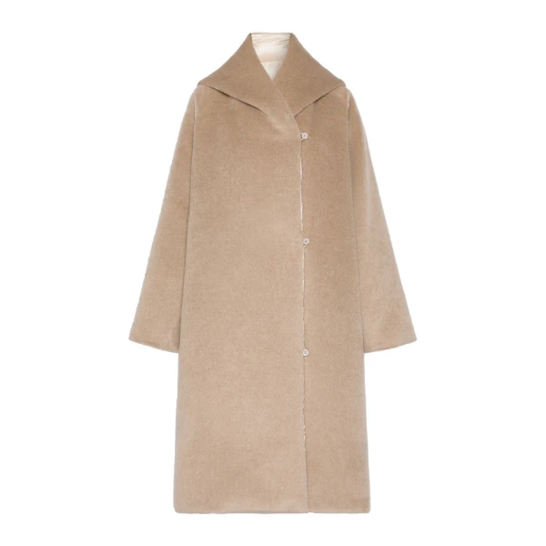 Ode Reversible Alpaca and Wool Puffer Jacket in Beige