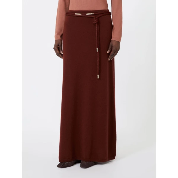 Max Mara Oggi Long Cashmere Skirt in Rust | Maxi Skirts | Luxury Shoes 