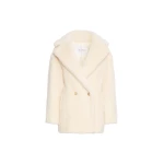 Max Mara Olga Short Teddy Bear Icon Coat in White | Wool Coat | Luxury Shoes 