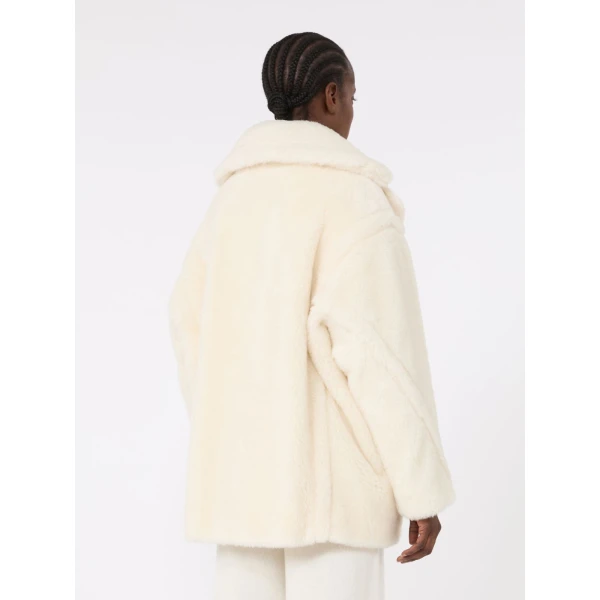 Max Mara Olga Short Teddy Bear Icon Coat in White | Wool Coat | Luxury Shoes 