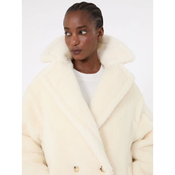 Max Mara Olga Short Teddy Bear Icon Coat in White | Wool Coat | Luxury Shoes 