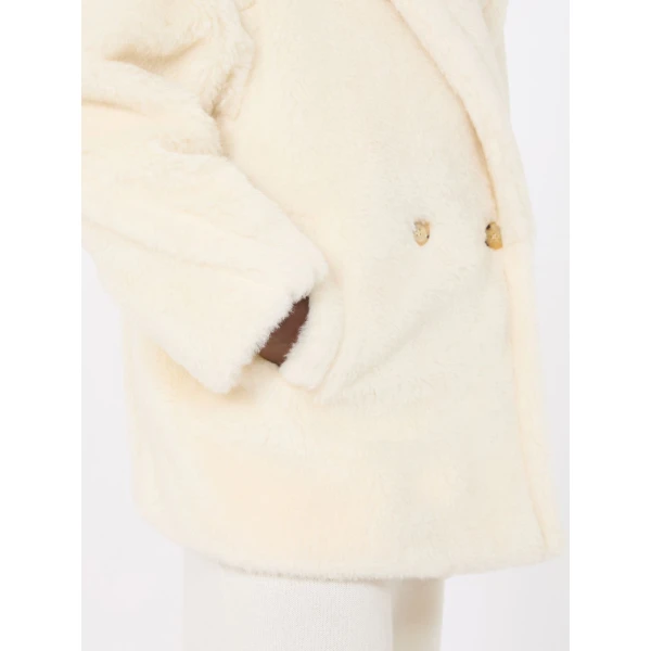 Max Mara Olga Short Teddy Bear Icon Coat in White | Wool Coat | Luxury Shoes 