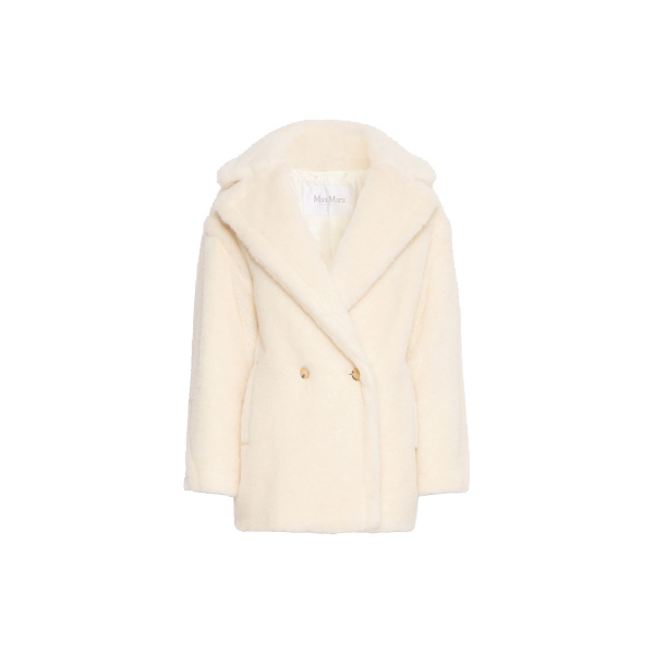 Max Mara Olga Short Teddy Bear Icon Coat in White | Wool Coat | Luxury Shoes 