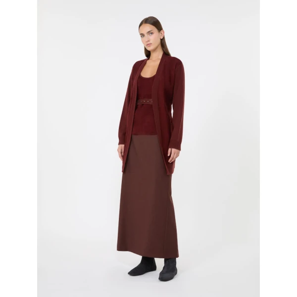 Max Mara Oliveto Wool and Cashmere Cardigan in Brown Bordeaux | Cardigan | Luxury Shoes 