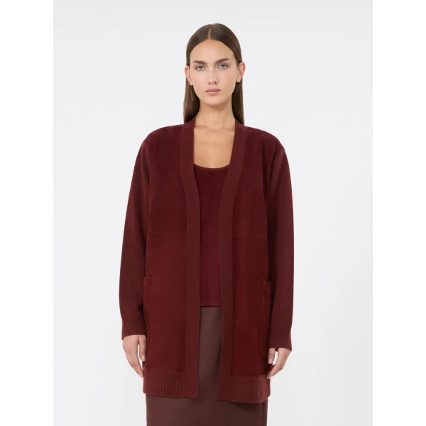 Max Mara Oliveto Wool and Cashmere Cardigan in Brown Bordeaux | Cardigan | Luxury Shoes 