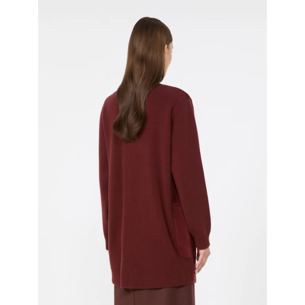 Max Mara Oliveto Wool and Cashmere Cardigan in Brown Bordeaux | Cardigan | Luxury Shoes 