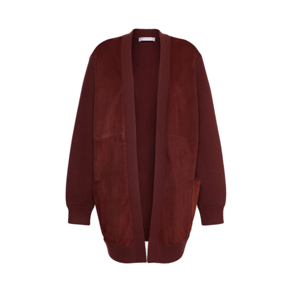 Max Mara Oliveto Wool and Cashmere Cardigan in Brown Bordeaux | Cardigan | Luxury Shoes 