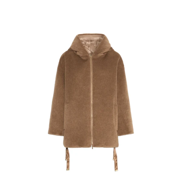 Olivia Reversible Wool and Alpaca Puffer Jacket in Honey