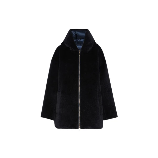 Olivia Reversible Wool and Alpaca Puffer Jacket in Midnight Blue