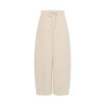 Max Mara Olmo Technical Cotton Jersey Barrel-Leg Trousers in Stone Grey | Wide leg pants | Luxury Shoes 
