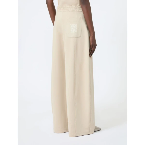 Max Mara Olmo Technical Cotton Jersey Barrel-Leg Trousers in Stone Grey | Wide leg pants | Luxury Shoes 