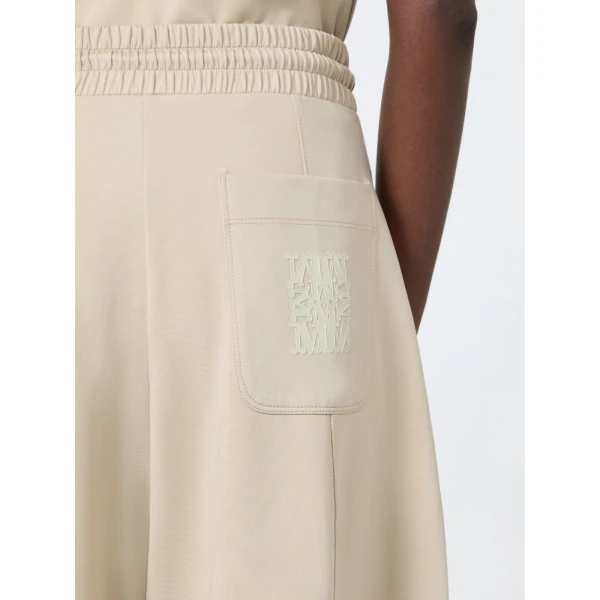 Max Mara Olmo Technical Cotton Jersey Barrel-Leg Trousers in Stone Grey | Wide leg pants | Luxury Shoes 