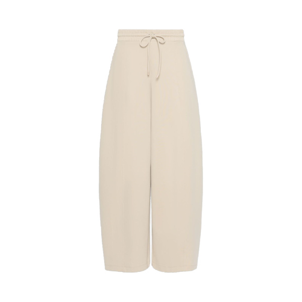 Max Mara Olmo Technical Cotton Jersey Barrel-Leg Trousers in Stone Grey | Wide leg pants | Luxury Shoes 