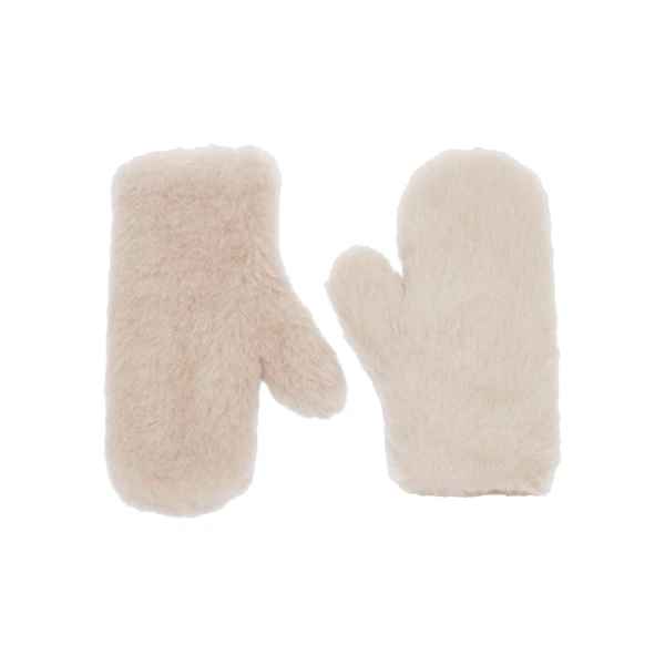 Max Mara Ombrato Alpaca and Wool Teddy Mittens in Beige | Gloves | Luxury Shoes 