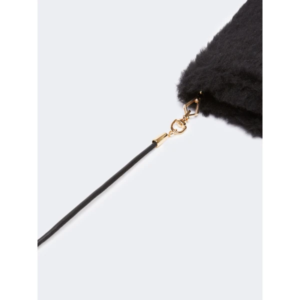 Max Mara Ombrato Alpaca and Wool Teddy Mittens in Black | Gloves | Luxury Shoes 
