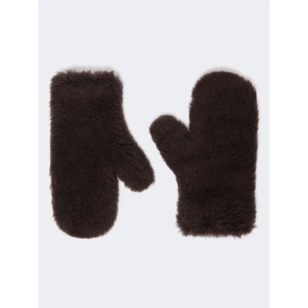 Max Mara Ombrato Alpaca and Wool Teddy Mittens in Brown | Gloves | Luxury Shoes 