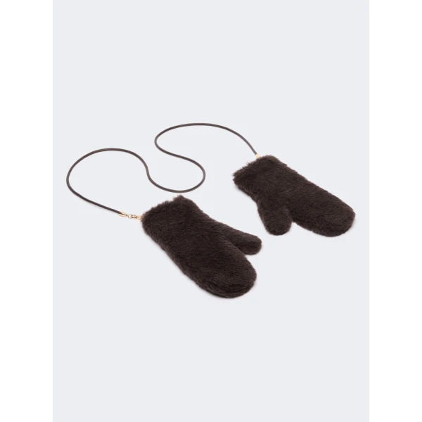 Max Mara Ombrato Alpaca and Wool Teddy Mittens in Brown | Gloves | Luxury Shoes 