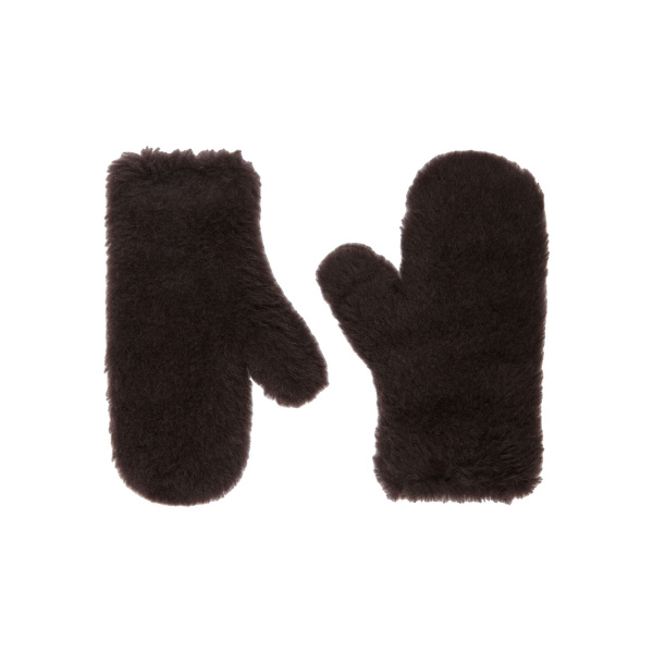 Max Mara Ombrato Alpaca and Wool Teddy Mittens in Brown | Gloves | Luxury Shoes 