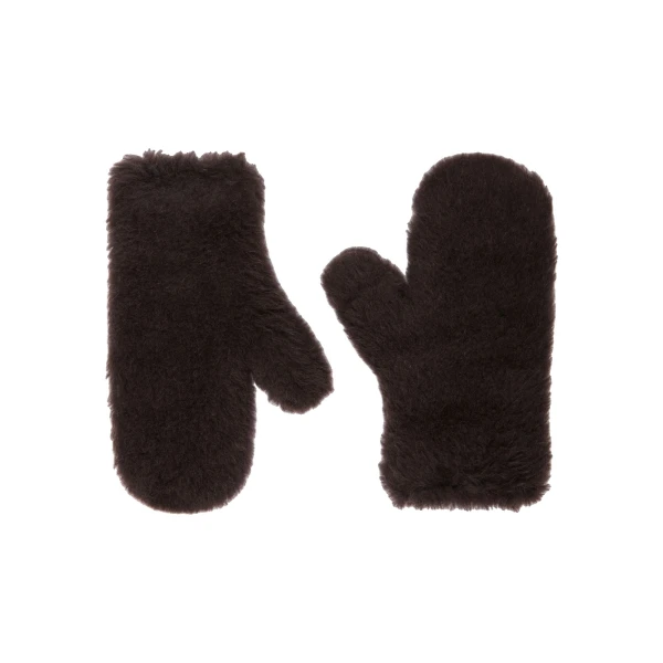 Max Mara Ombrato Alpaca and Wool Teddy Mittens in Brown | Gloves | Luxury Shoes 