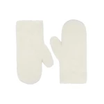 Max Mara Ombrato Alpaca and Wool Teddy Mittens in Optical White | Gloves | Luxury Shoes 