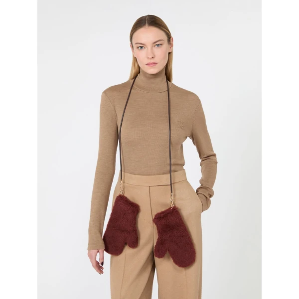 Max Mara Ombrato Alpaca and Wool Teddy Mittens in Rust | Gloves | Luxury Shoes 