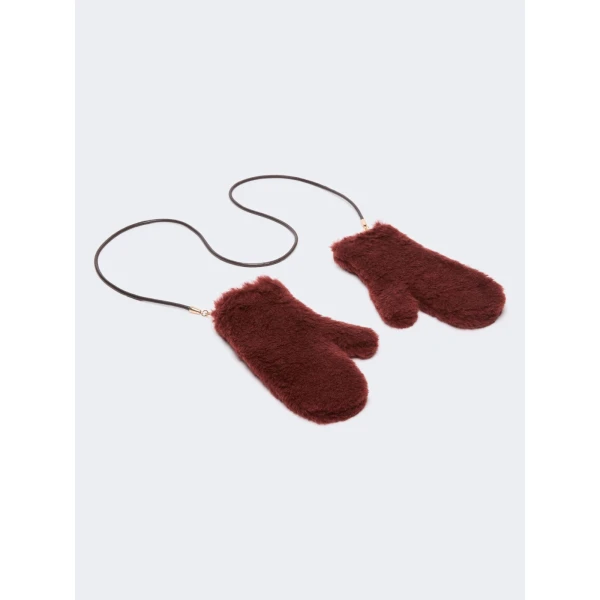 Max Mara Ombrato Alpaca and Wool Teddy Mittens in Rust | Gloves | Luxury Shoes 