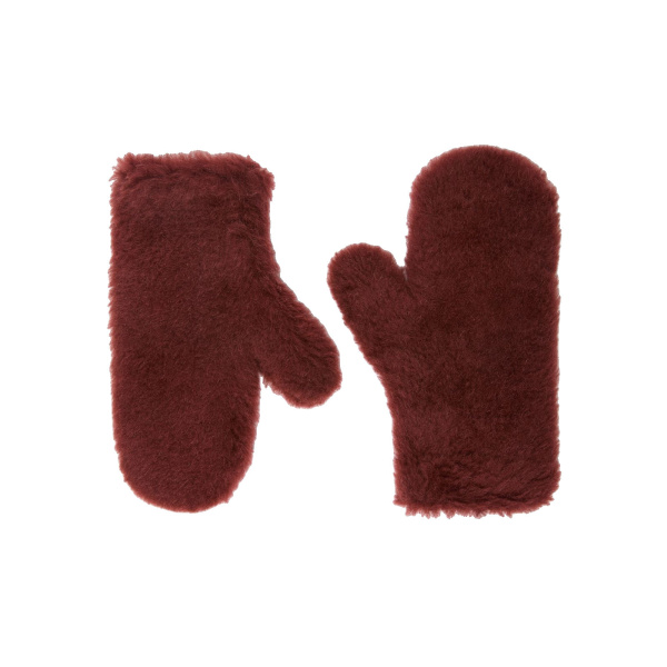 Max Mara Ombrato Alpaca and Wool Teddy Mittens in Rust | Gloves | Luxury Shoes 
