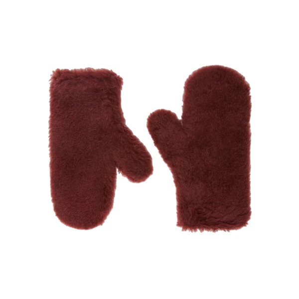 Max Mara Ombrato Alpaca and Wool Teddy Mittens in Rust | Gloves | Luxury Shoes 