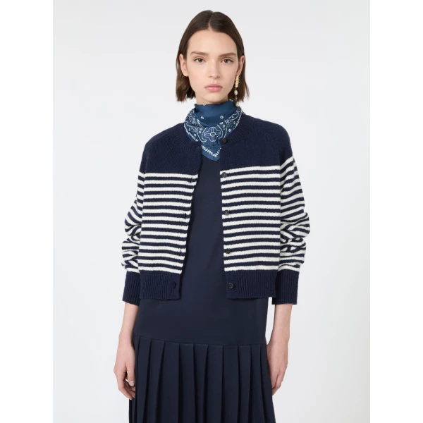 Max Mara Ombrosa Wool Cardigan in Navy | Cardigan | Luxury Shoes 