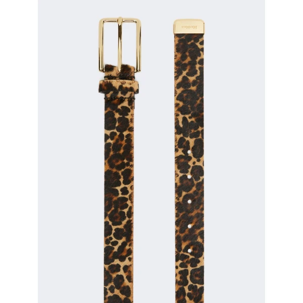 Max Mara Ometto Leopard-Print Pony Hair Belt in Camel | Belts | Luxury Shoes 