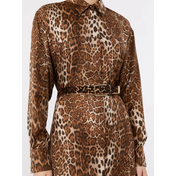 Max Mara Ometto Leopard-Print Pony Hair Belt in Camel | Belts | Luxury Shoes 