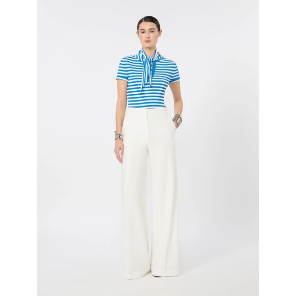 Max Mara Oncia Pique Jersey Wide-Leg Trousers in White | Wide leg pants | Luxury Shoes 