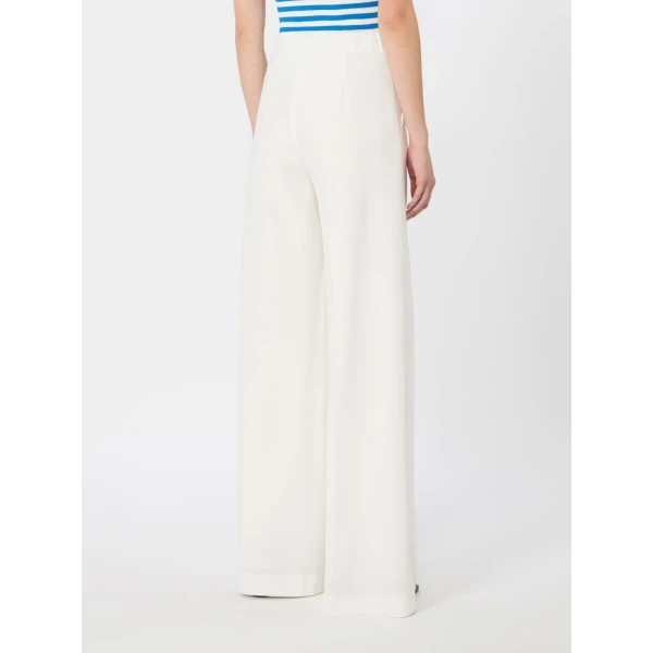 Max Mara Oncia Pique Jersey Wide-Leg Trousers in White | Wide leg pants | Luxury Shoes 